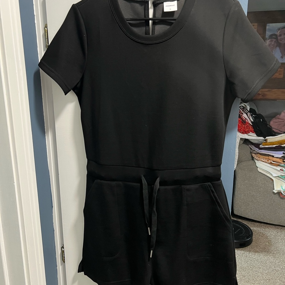 Black Short Sleeve Romper